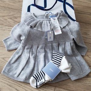 Brand-new, never-worn Jacadi grey sweater dress 3T